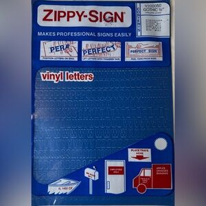 Zippy Sign Vinyl Caps & Numbers - Blue 1/2”
